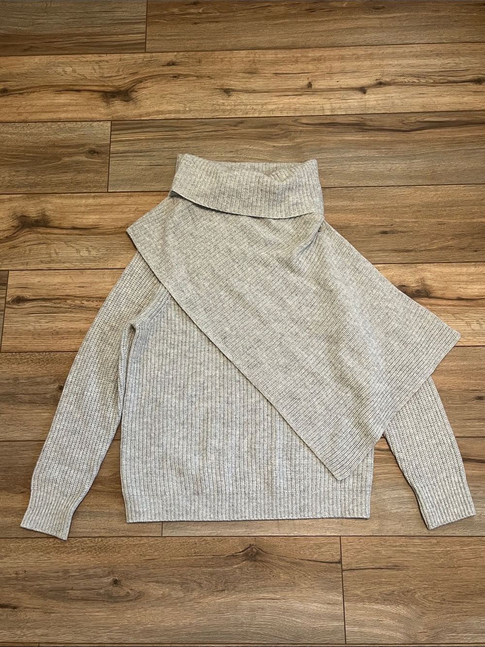 Haven Well Within 100% Cashmere Shawl Scarf Fold Over Sweater Gray Size Small